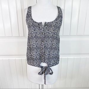 PacSun Kirra Snake Print Button Down Tie Wast Top